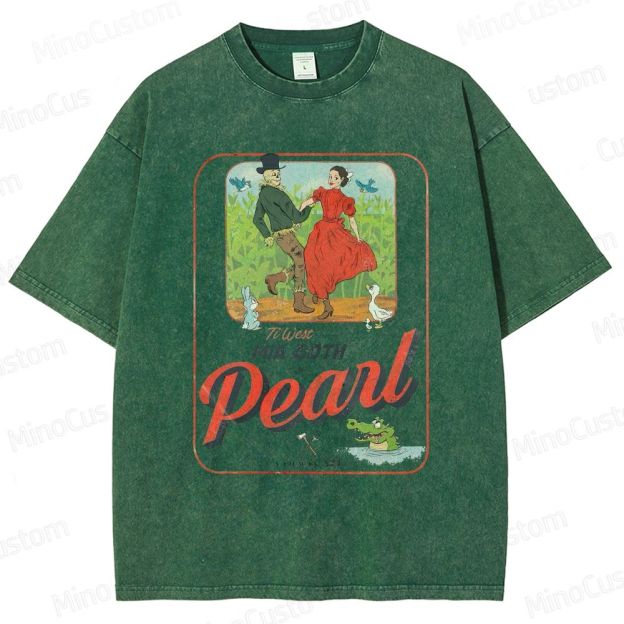 Pearl Retro Horror Western Graphic Washed Vintage T - Shirt