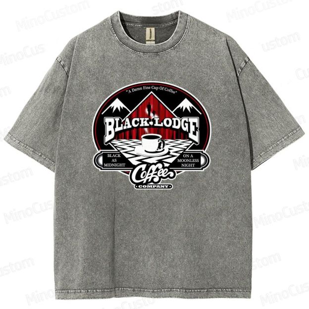 Twin Peaks Black Lodge Coffee Graphic Washed Vintage T - Shirt