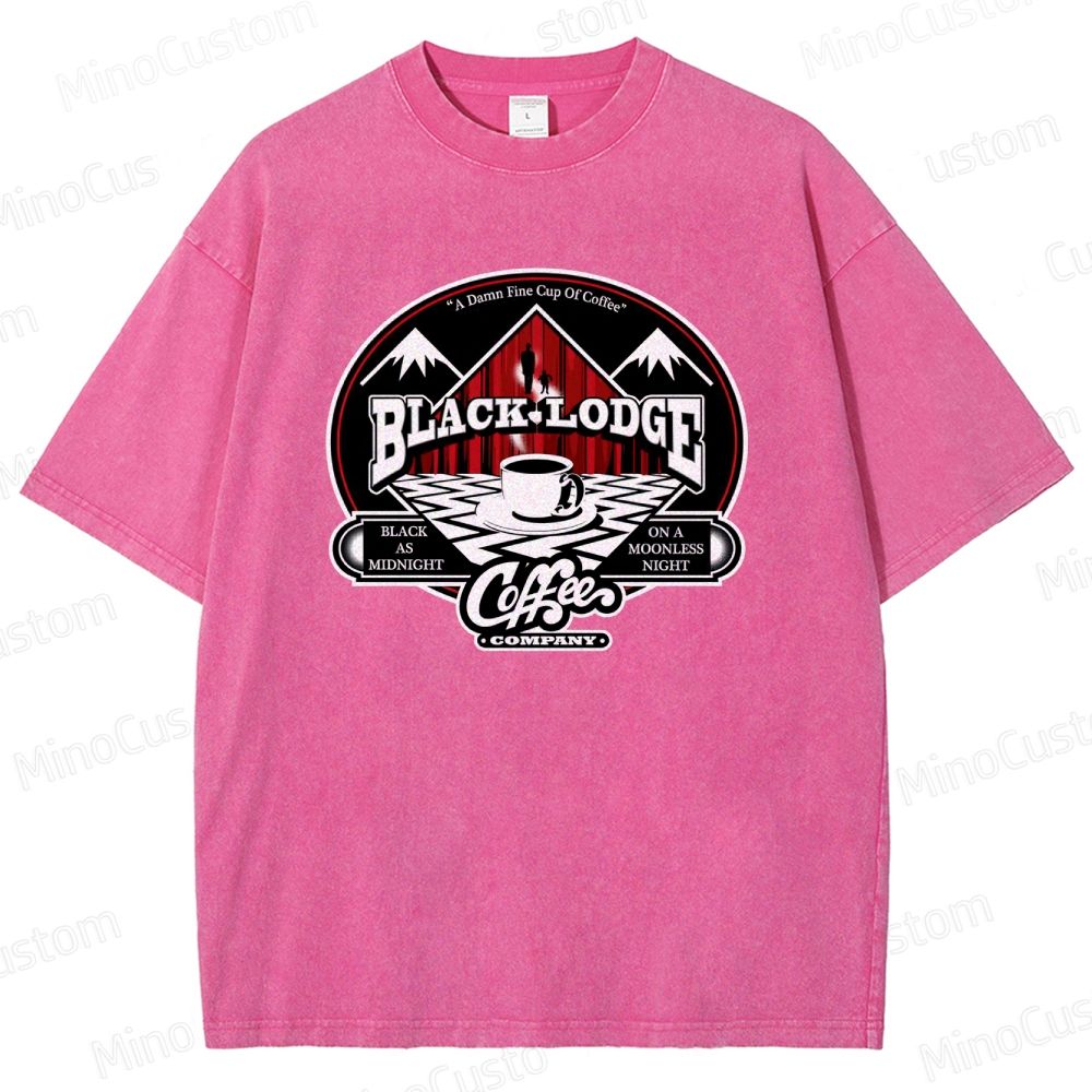 Twin Peaks Black Lodge Coffee Graphic Washed Vintage T - Shirt