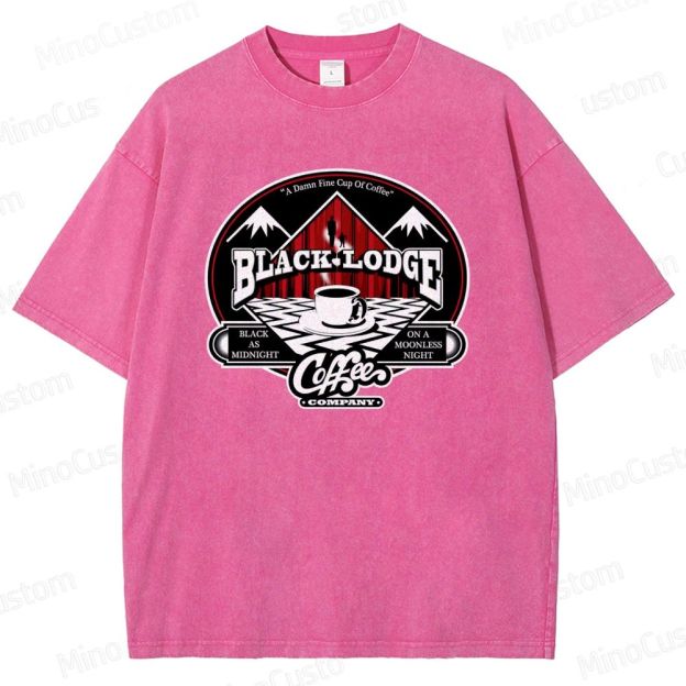Twin Peaks Black Lodge Coffee Graphic Washed Vintage T - Shirt