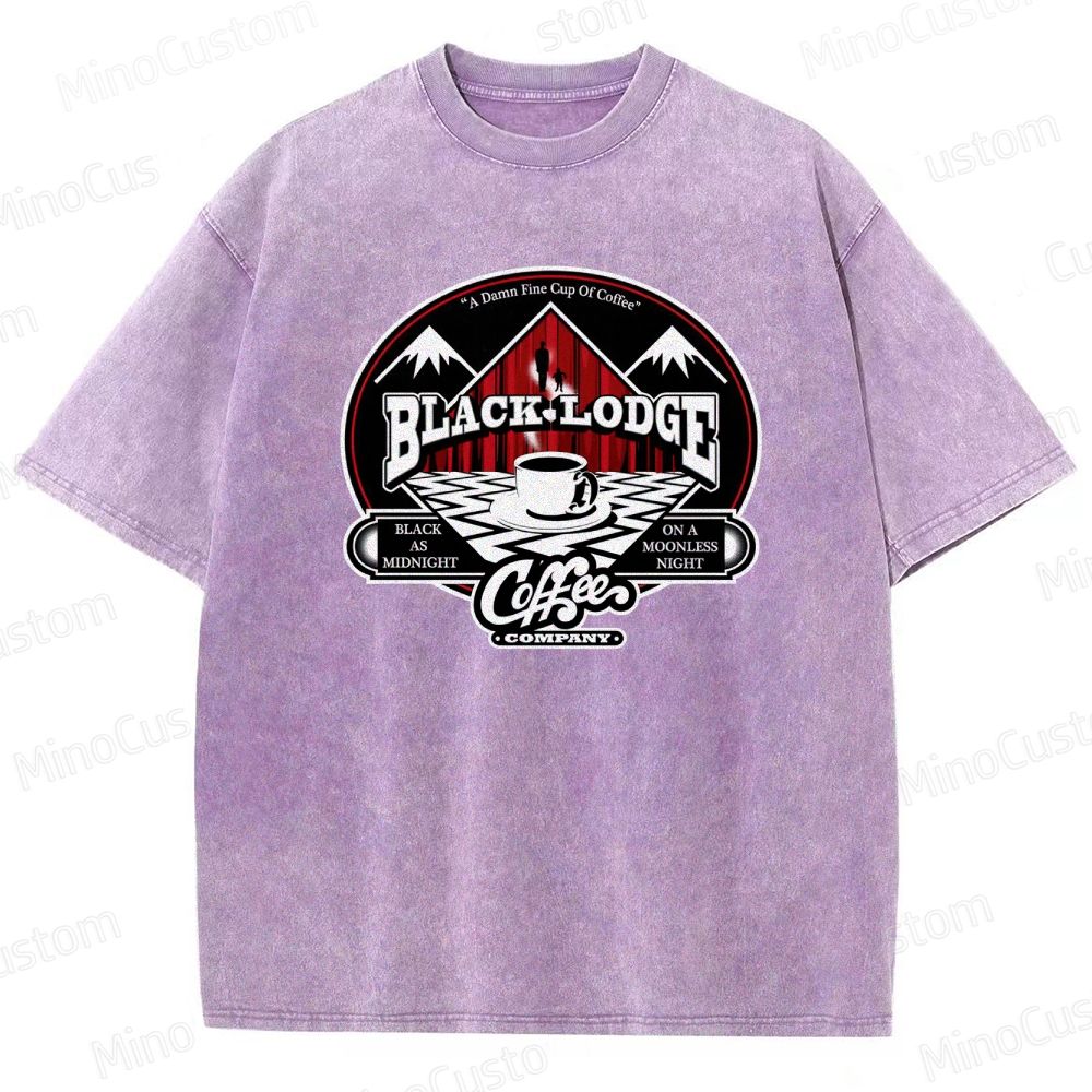 Twin Peaks Black Lodge Coffee Graphic Washed Vintage T - Shirt