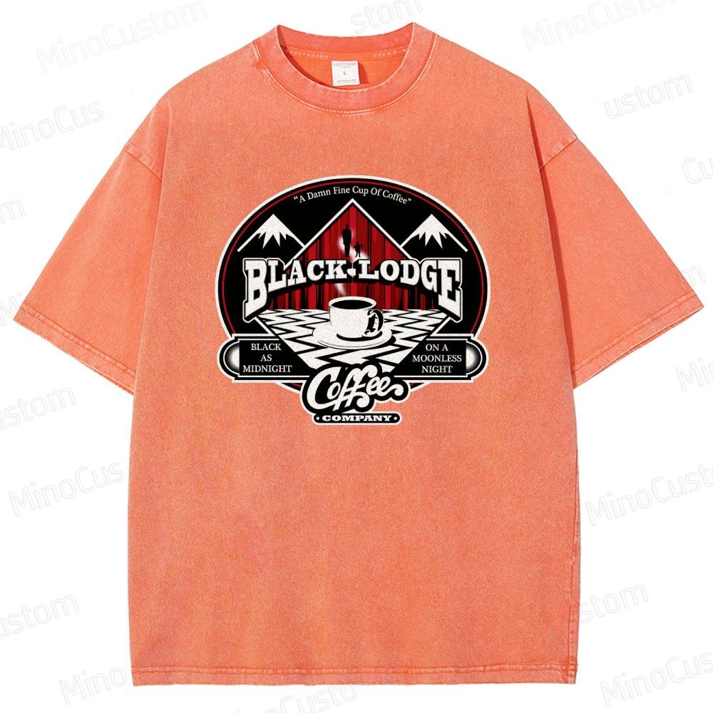 Twin Peaks Black Lodge Coffee Graphic Washed Vintage T - Shirt