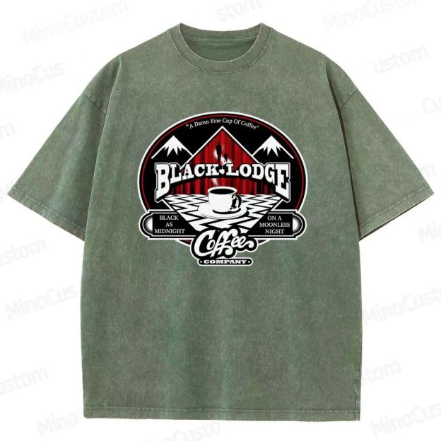 Twin Peaks Black Lodge Coffee Graphic Washed Vintage T - Shirt