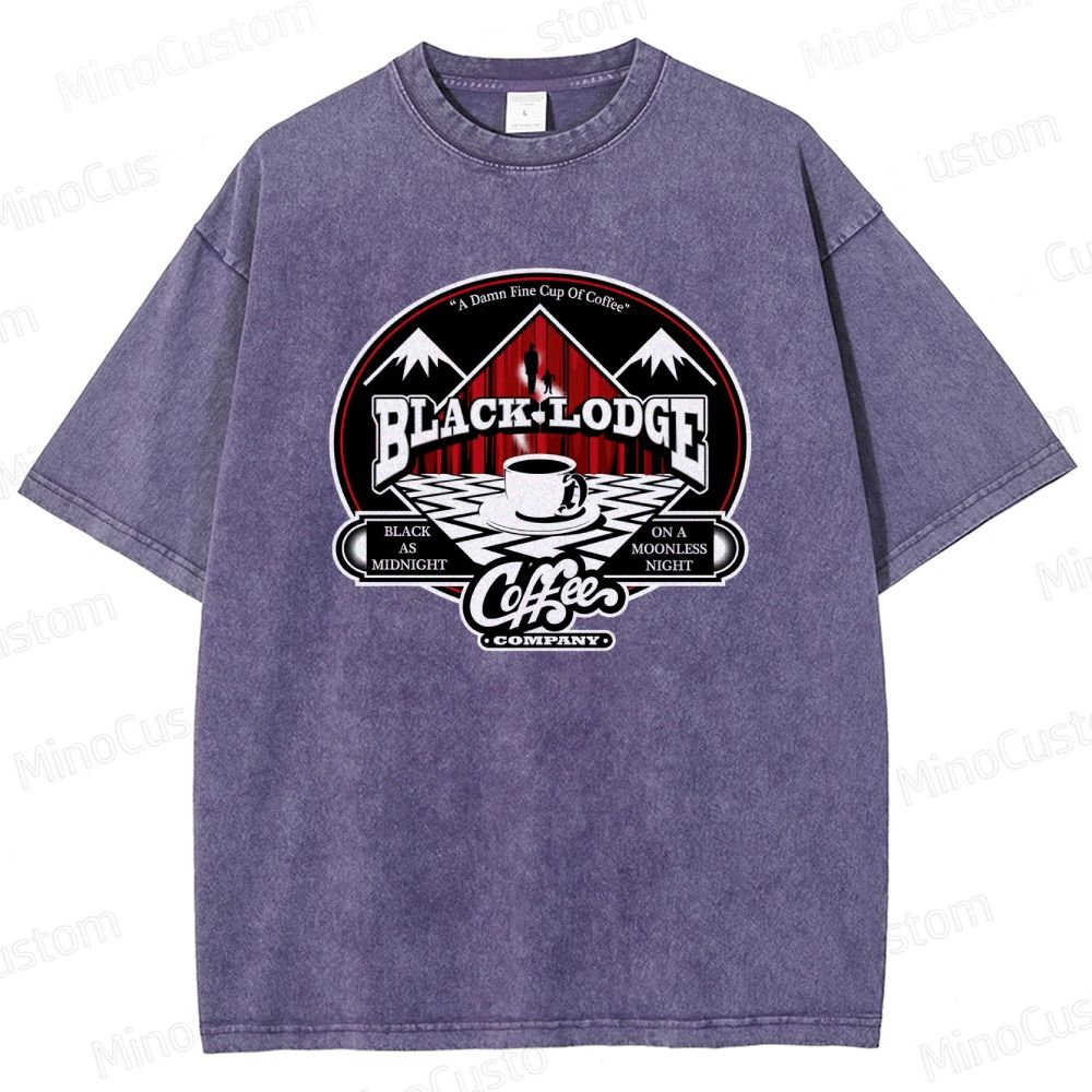 Twin Peaks Black Lodge Coffee Graphic Washed Vintage T - Shirt