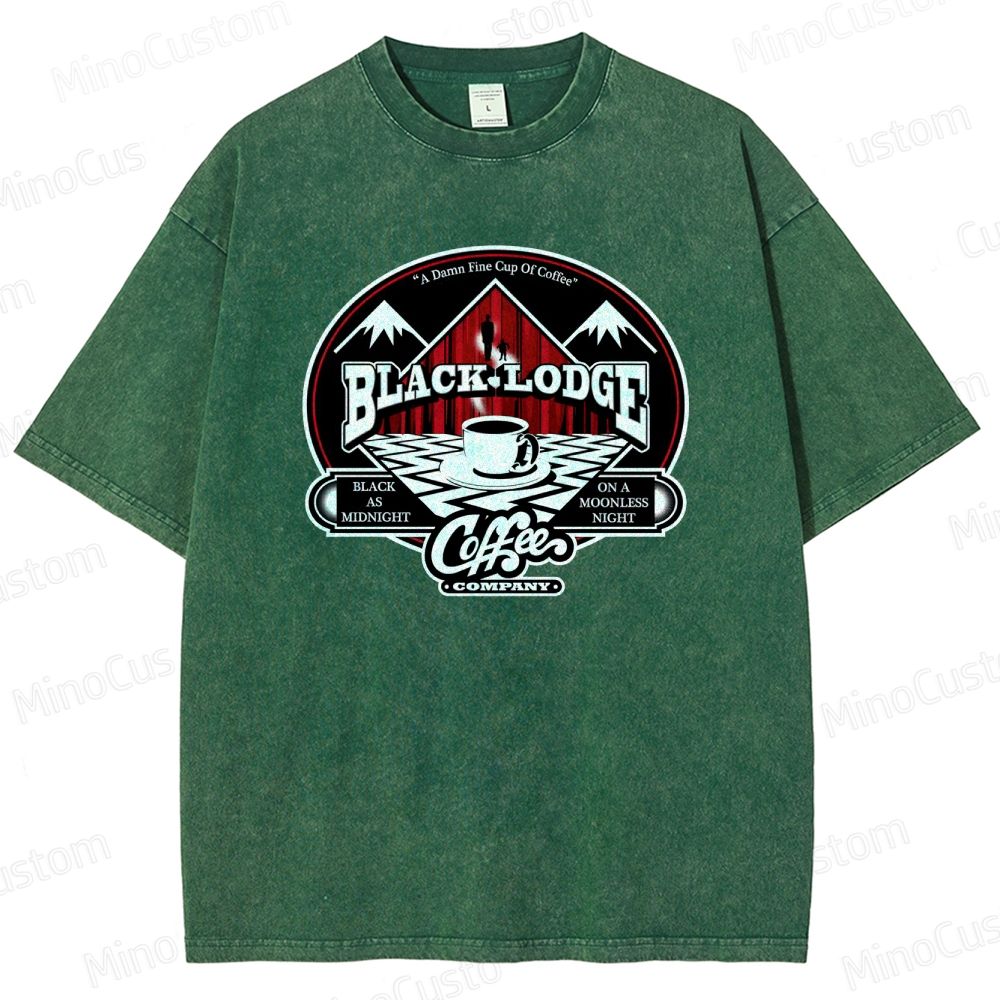 Twin Peaks Black Lodge Coffee Graphic Washed Vintage T - Shirt