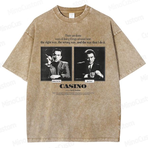 Casino Retro Gangster Movie Graphic Washed Vintage T - Shirt