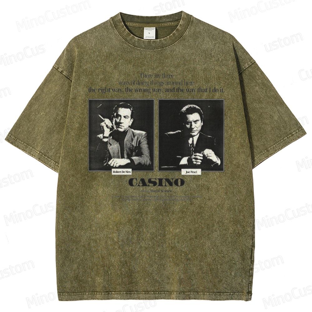 Casino Retro Gangster Movie Graphic Washed Vintage T - Shirt