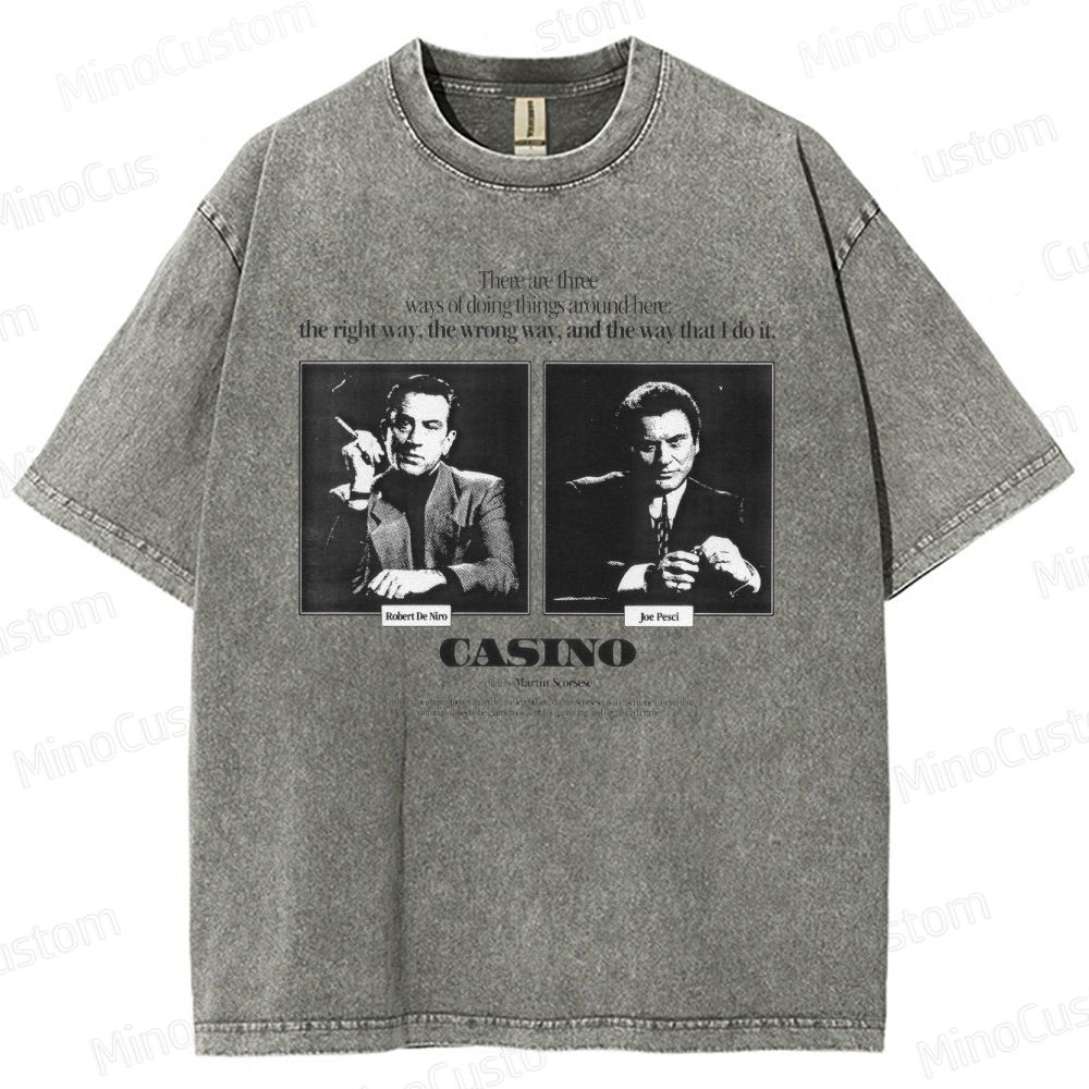 Casino Retro Gangster Movie Graphic Washed Vintage T - Shirt