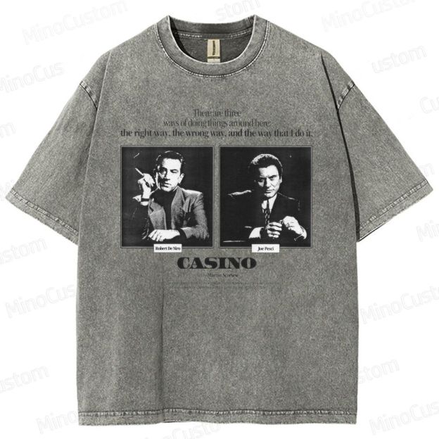 Casino Retro Gangster Movie Graphic Washed Vintage T - Shirt