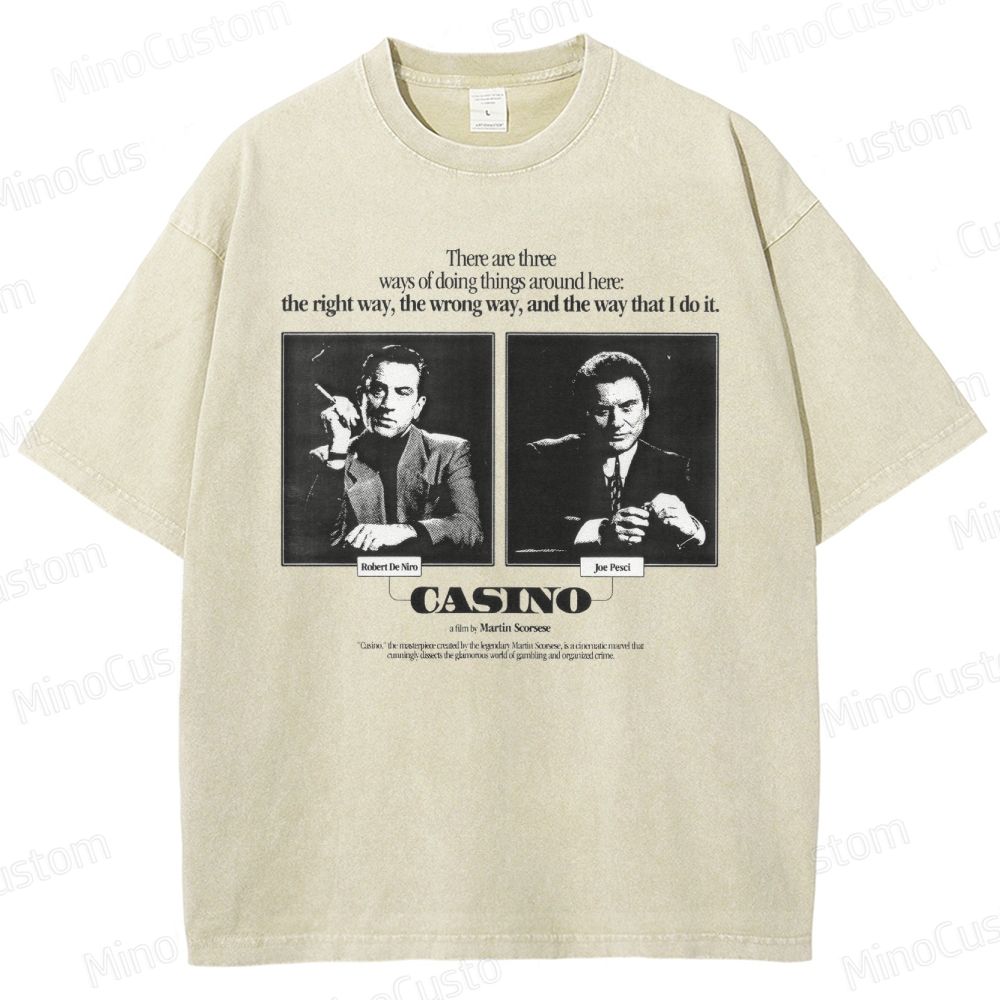 Casino Retro Gangster Movie Graphic Washed Vintage T - Shirt