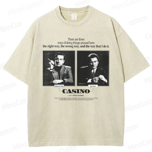Casino Retro Gangster Movie Graphic Washed Vintage T - Shirt