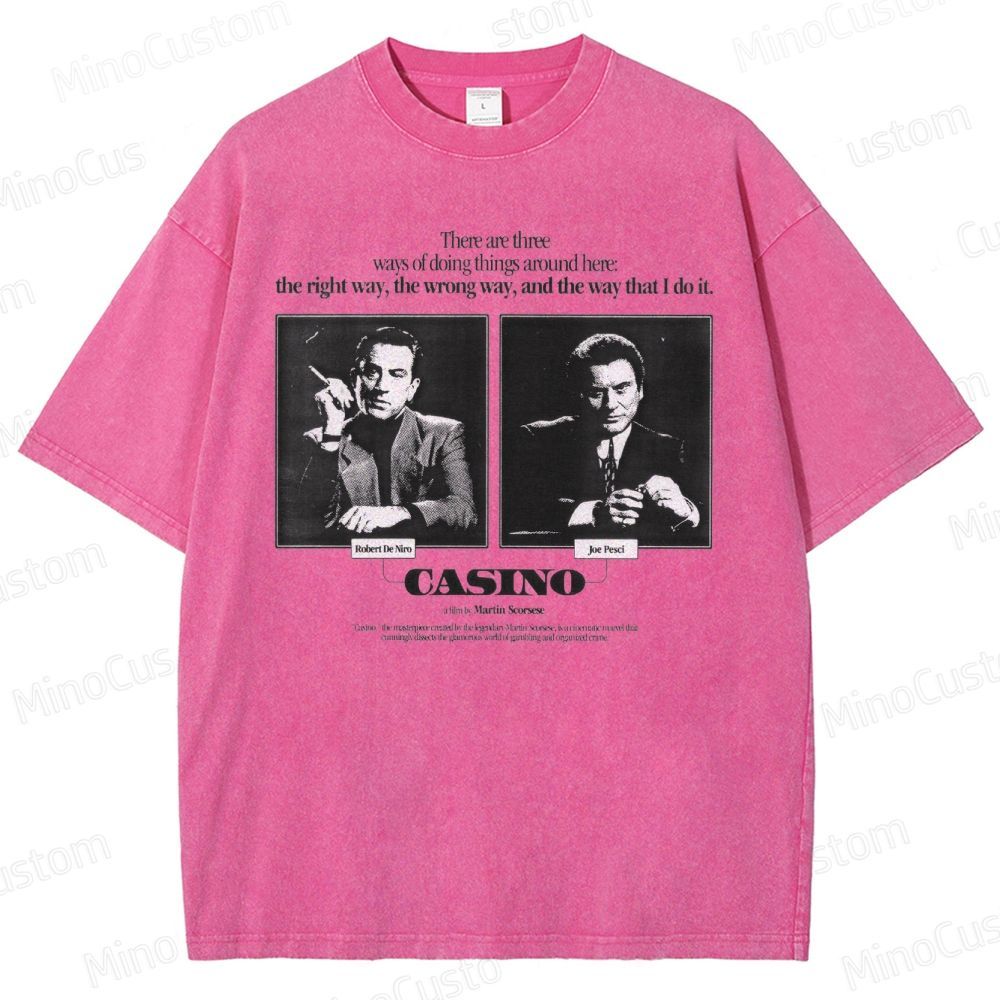Casino Retro Gangster Movie Graphic Washed Vintage T - Shirt