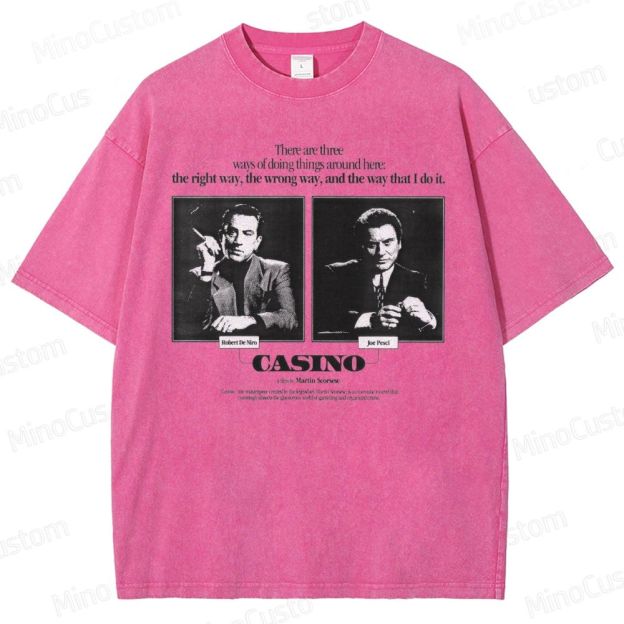 Casino Retro Gangster Movie Graphic Washed Vintage T - Shirt