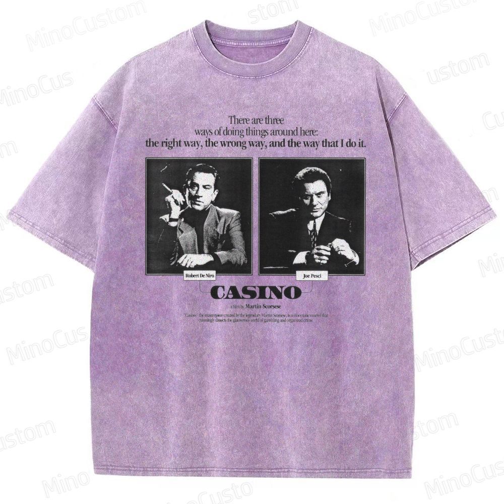 Casino Retro Gangster Movie Graphic Washed Vintage T - Shirt