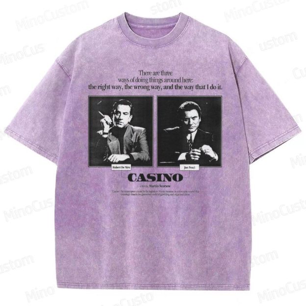Casino Retro Gangster Movie Graphic Washed Vintage T - Shirt