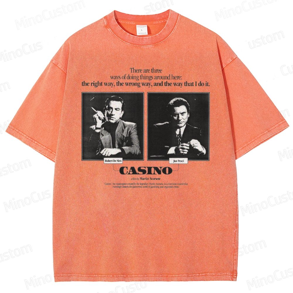 Casino Retro Gangster Movie Graphic Washed Vintage T - Shirt