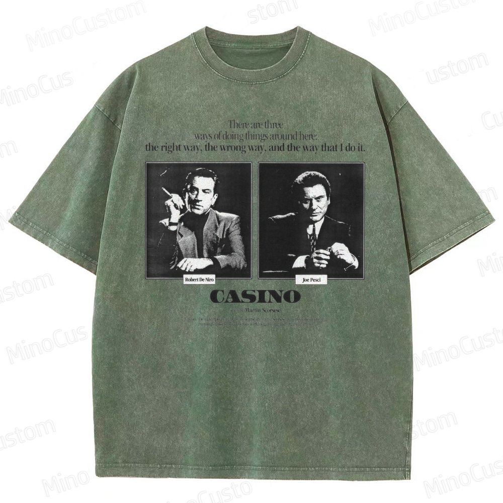 Casino Retro Gangster Movie Graphic Washed Vintage T - Shirt