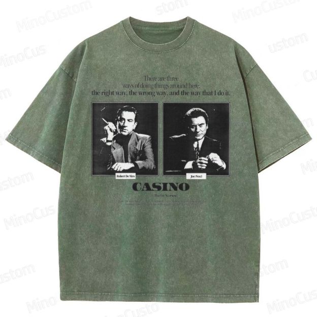 Casino Retro Gangster Movie Graphic Washed Vintage T - Shirt
