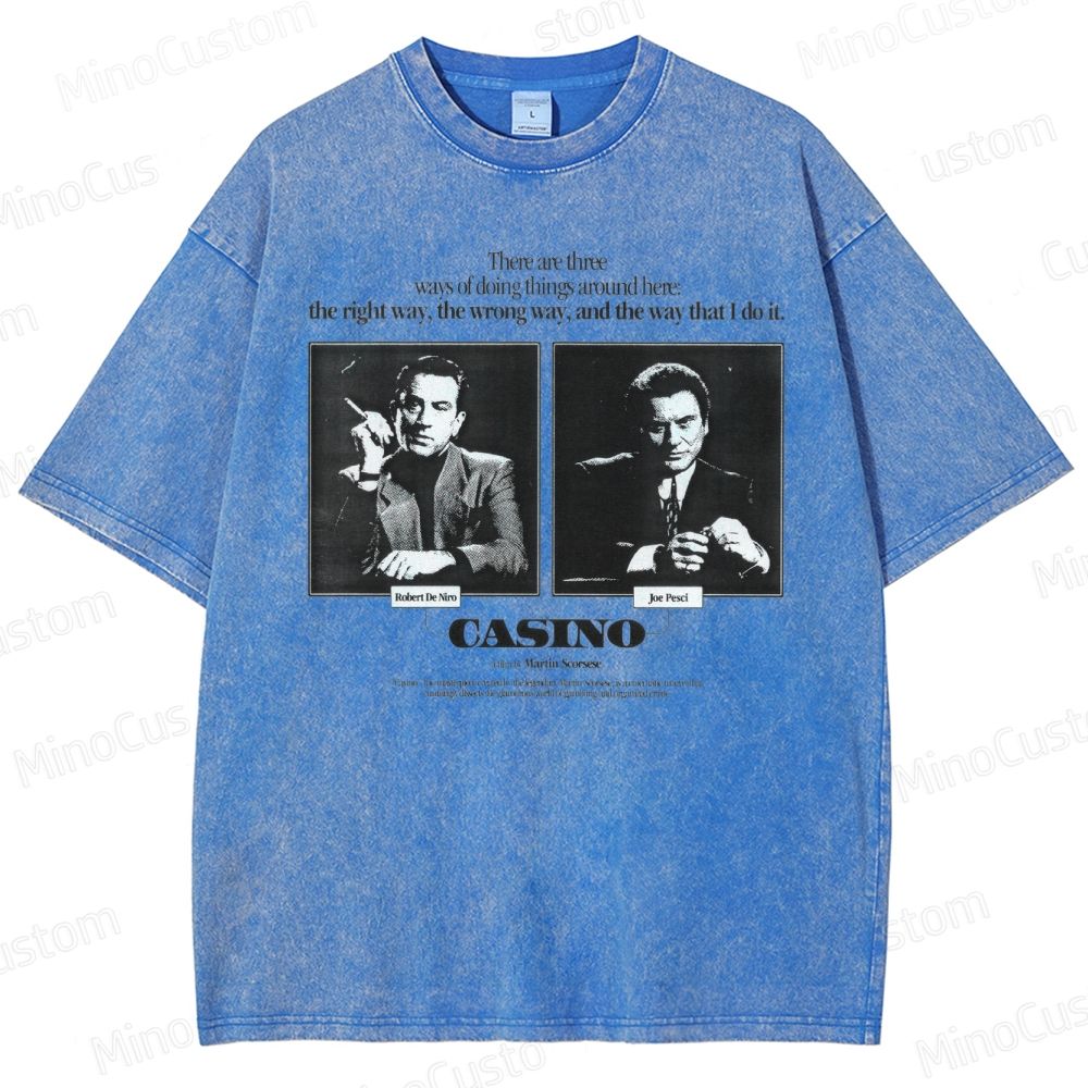 Casino Retro Gangster Movie Graphic Washed Vintage T - Shirt
