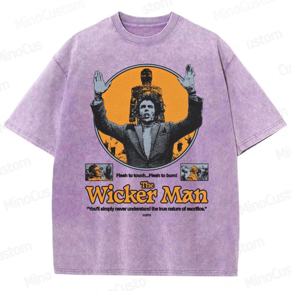 The Wicker Man Retro Folk Horror Graphic Washed Vintage T - Shirt
