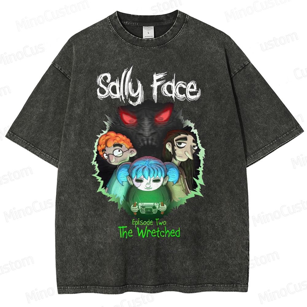 Sally Face: Episode Two - The Wretched Retro Indie Game Graphic Washed Vintage T - Shirt