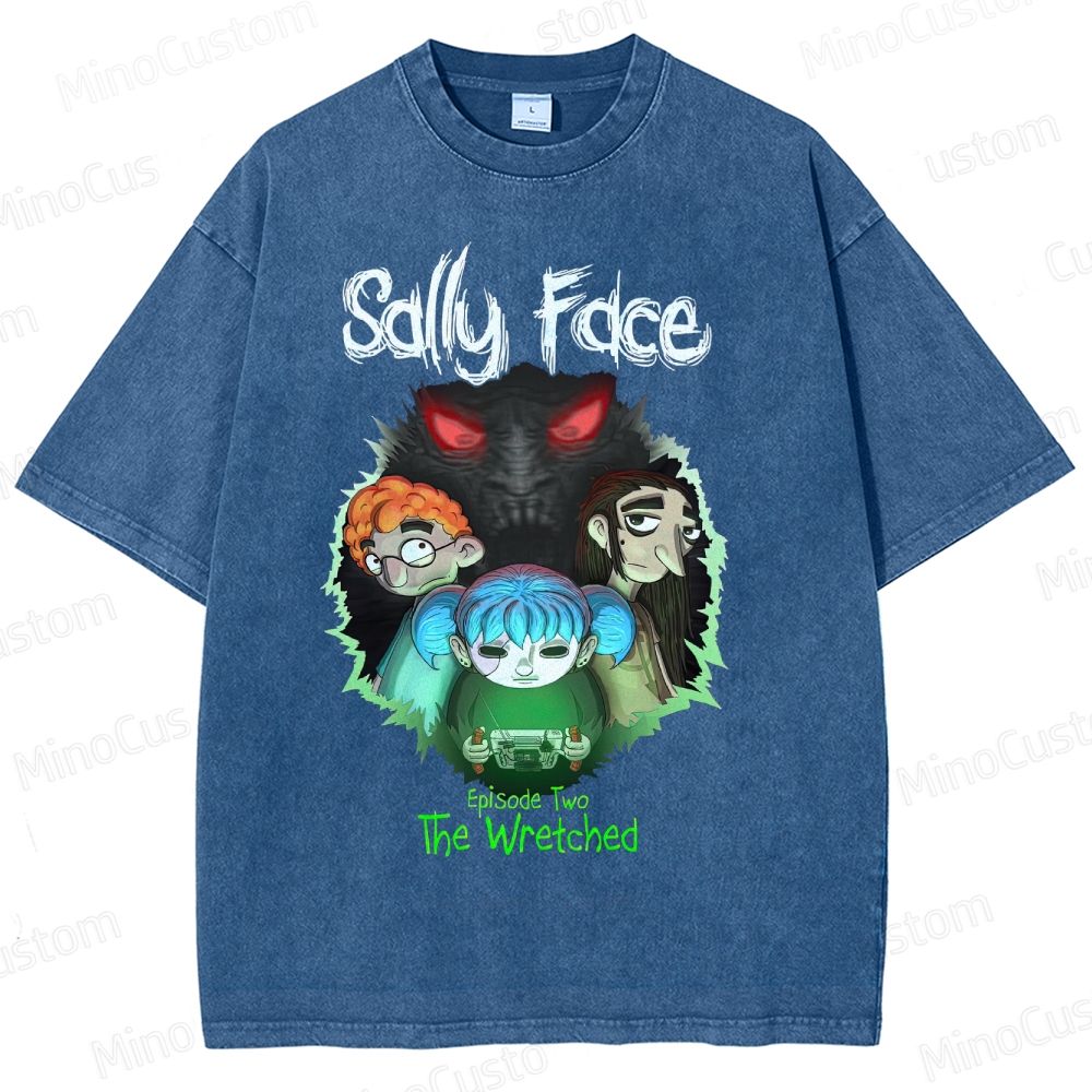 Sally Face: Episode Two - The Wretched Retro Indie Game Graphic Washed Vintage T - Shirt