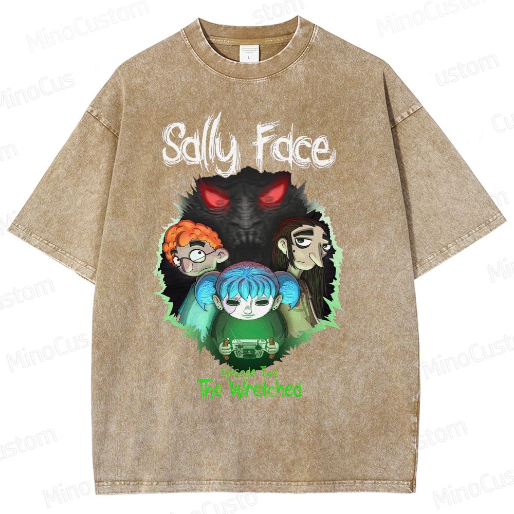 Sally Face: Episode Two - The Wretched Retro Indie Game Graphic Washed Vintage T - Shirt