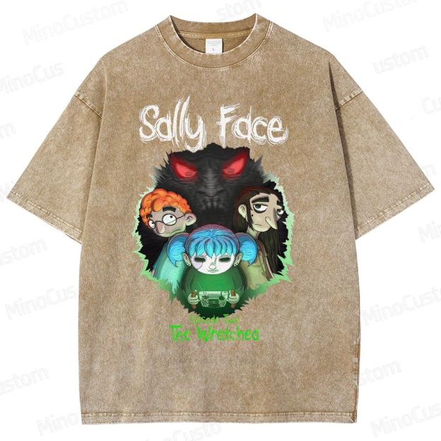 Sally Face: Episode Two - The Wretched Retro Indie Game Graphic Washed Vintage T - Shirt