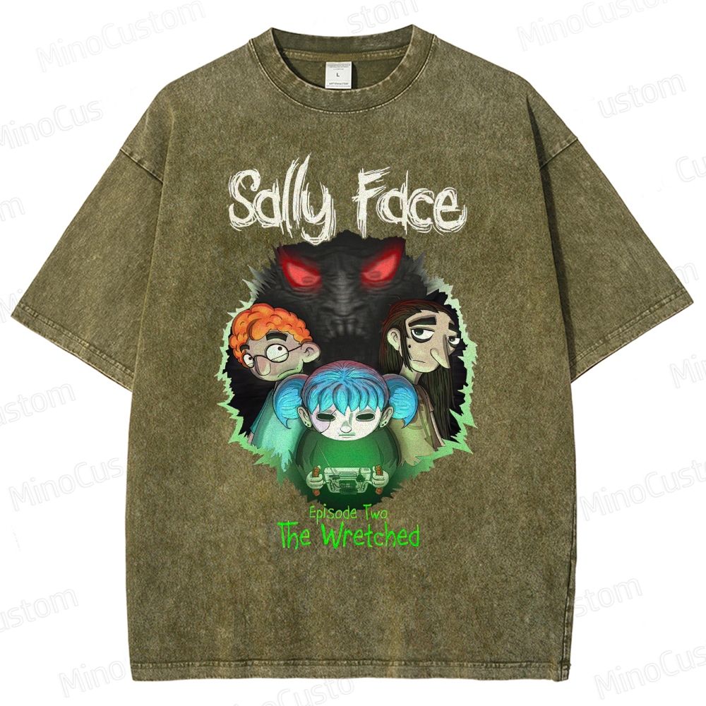 Sally Face: Episode Two - The Wretched Retro Indie Game Graphic Washed Vintage T - Shirt