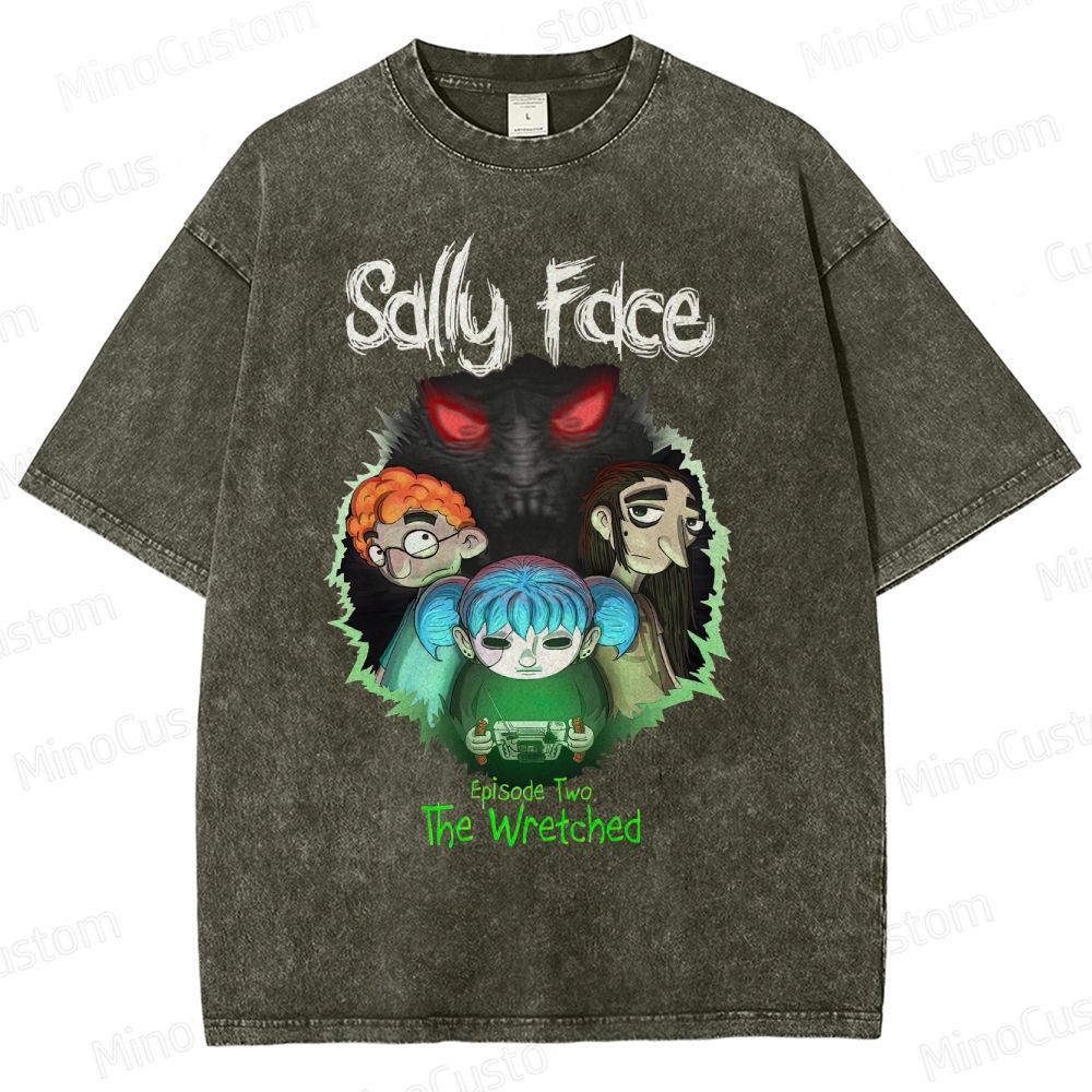 Sally Face: Episode Two - The Wretched Retro Indie Game Graphic Washed Vintage T - Shirt