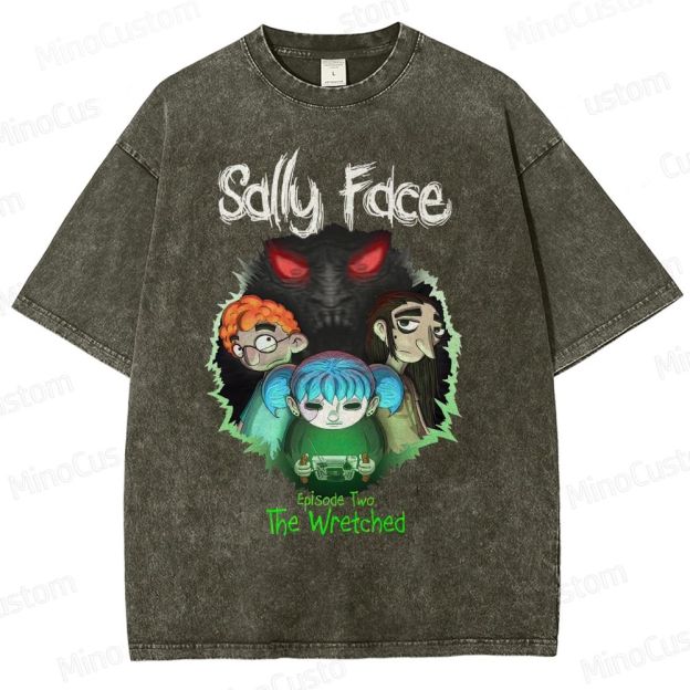 Sally Face: Episode Two - The Wretched Retro Indie Game Graphic Washed Vintage T - Shirt