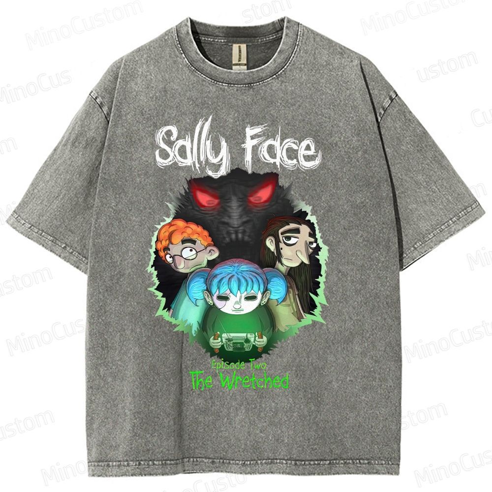 Sally Face: Episode Two - The Wretched Retro Indie Game Graphic Washed Vintage T - Shirt