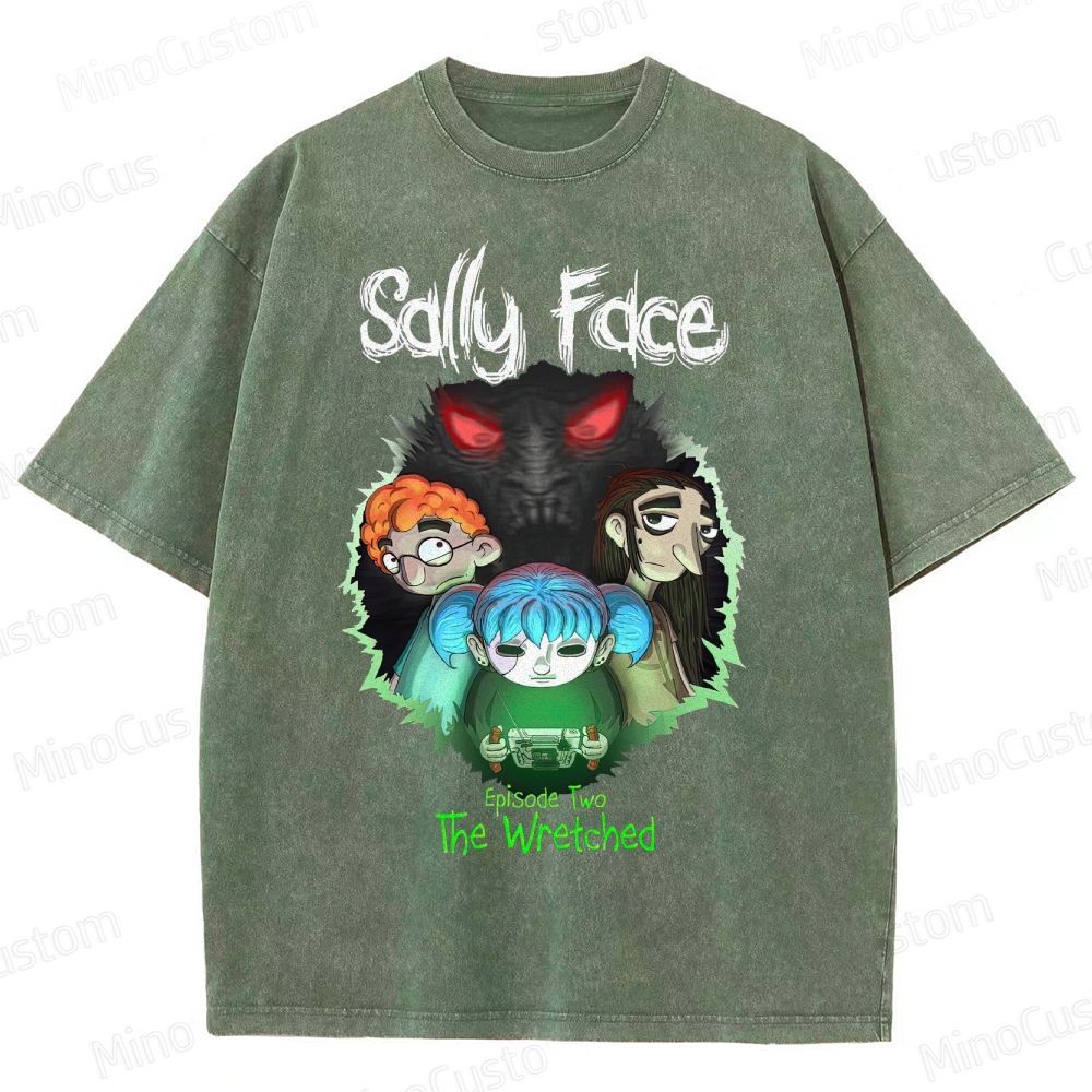 Sally Face: Episode Two - The Wretched Retro Indie Game Graphic Washed Vintage T - Shirt