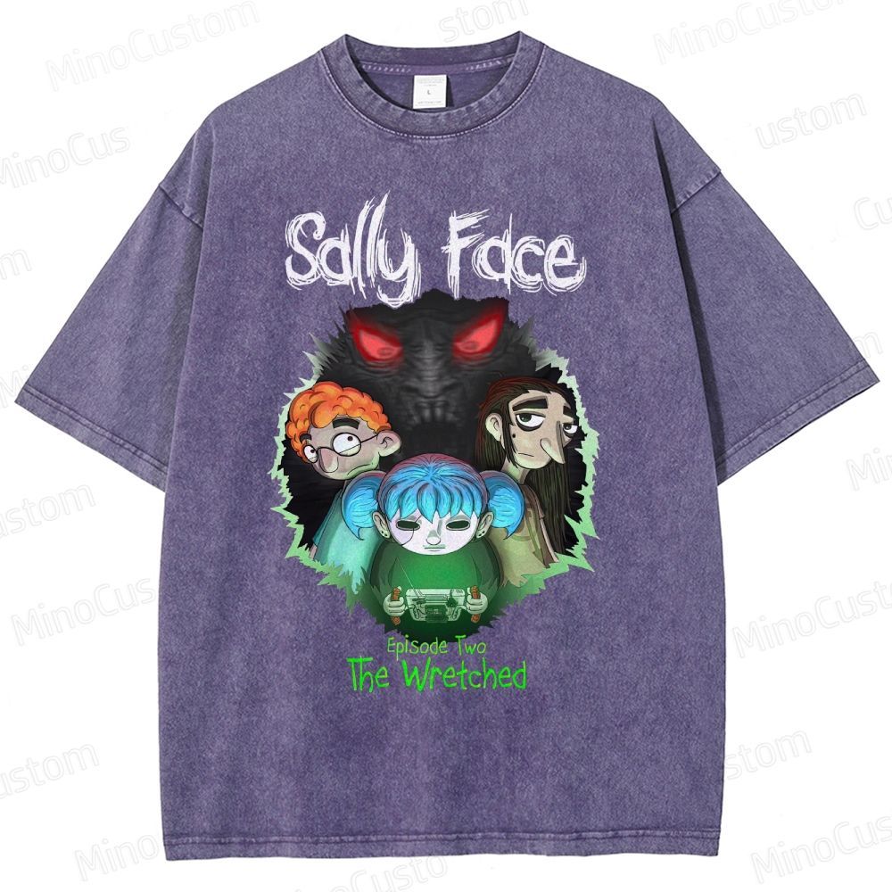 Sally Face: Episode Two - The Wretched Retro Indie Game Graphic Washed Vintage T - Shirt