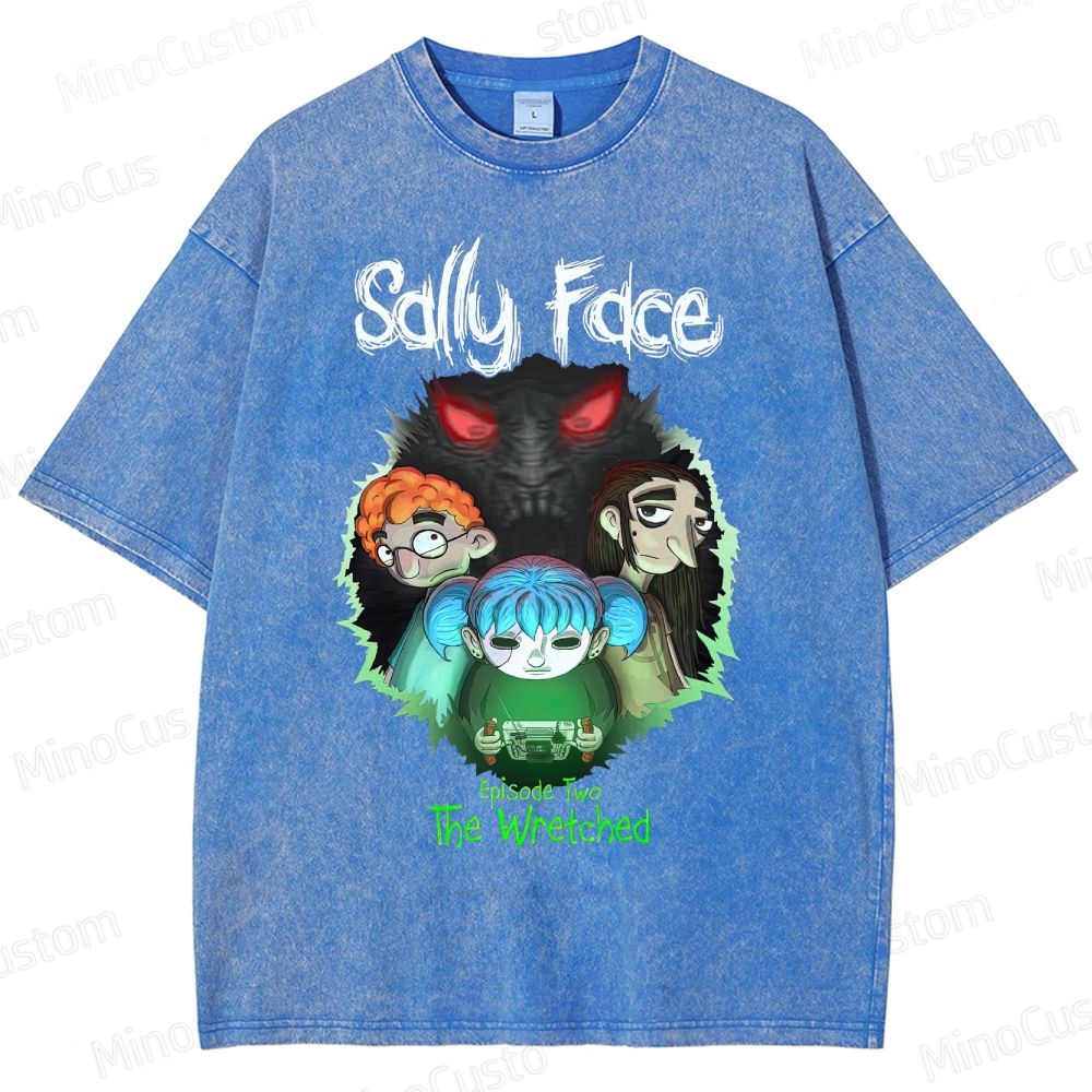 Sally Face: Episode Two - The Wretched Retro Indie Game Graphic Washed Vintage T - Shirt