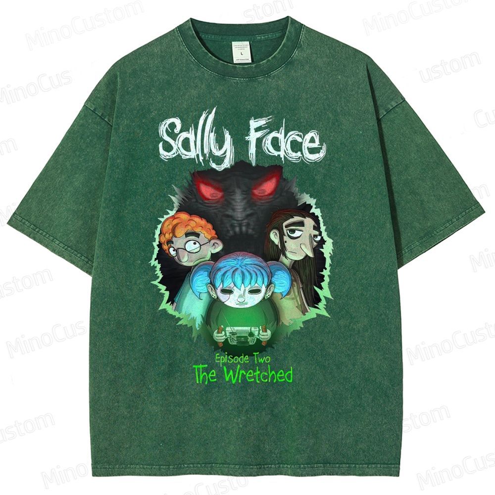 Sally Face: Episode Two - The Wretched Retro Indie Game Graphic Washed Vintage T - Shirt