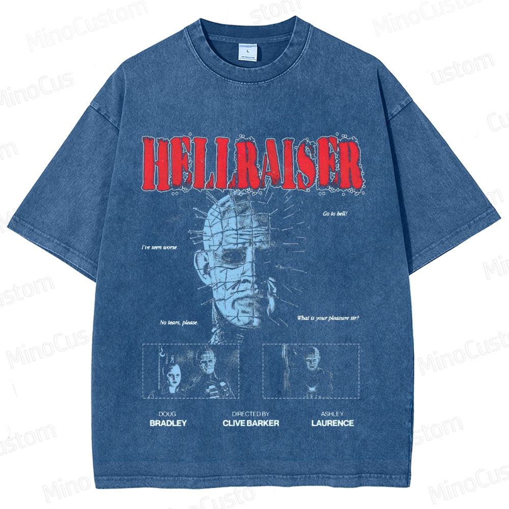 Hellraiser Retro Body Horror Graphic Washed Vintage T - Shirt