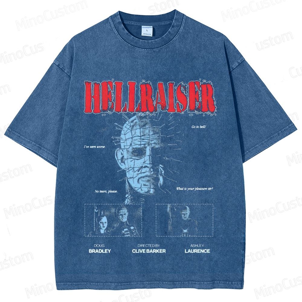 Hellraiser Retro Body Horror Graphic Washed Vintage T - Shirt