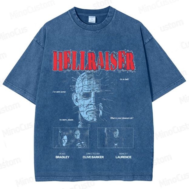 Hellraiser Retro Body Horror Graphic Washed Vintage T - Shirt