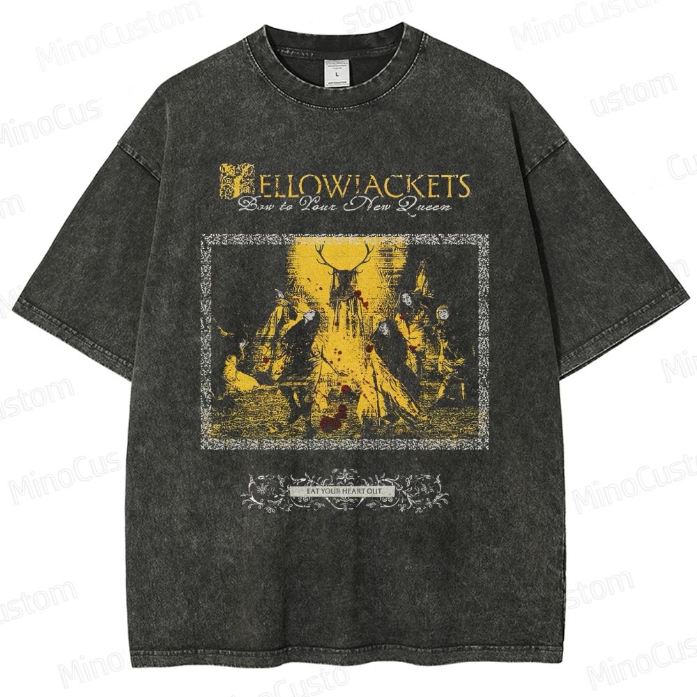 Yellowjackets Retro Survival Horror Graphic Washed Vintage T - Shirt