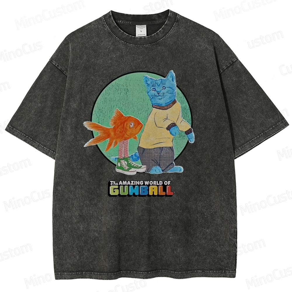 The Amazing World of Gumball Retro Animated Series Graphic Washed Vintage T - Shirt