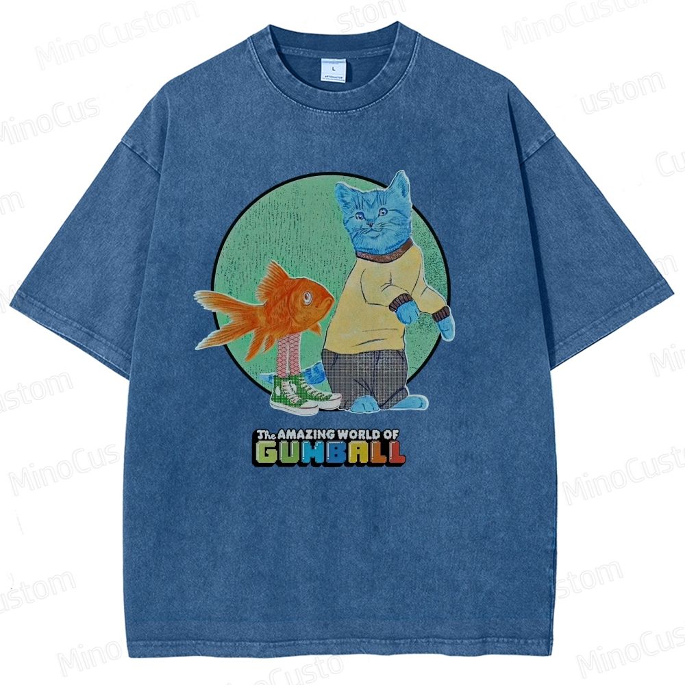 The Amazing World of Gumball Retro Animated Series Graphic Washed Vintage T - Shirt