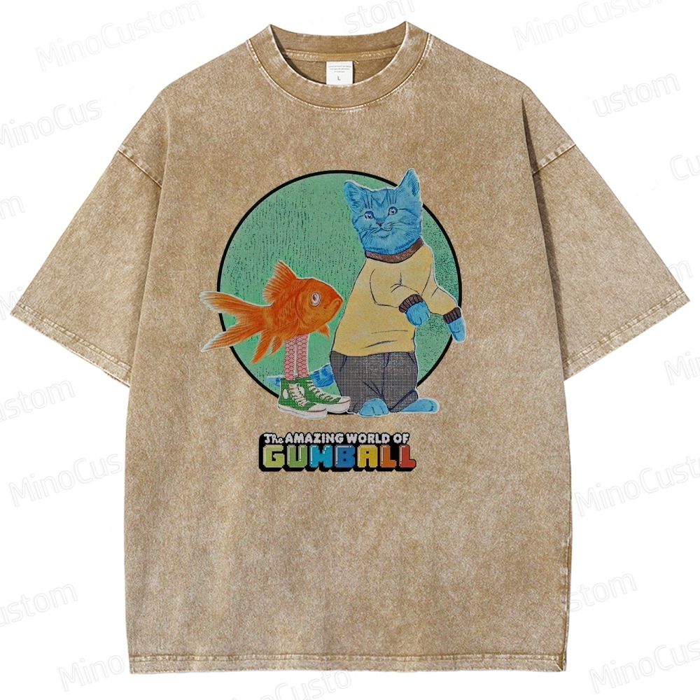 The Amazing World of Gumball Retro Animated Series Graphic Washed Vintage T - Shirt