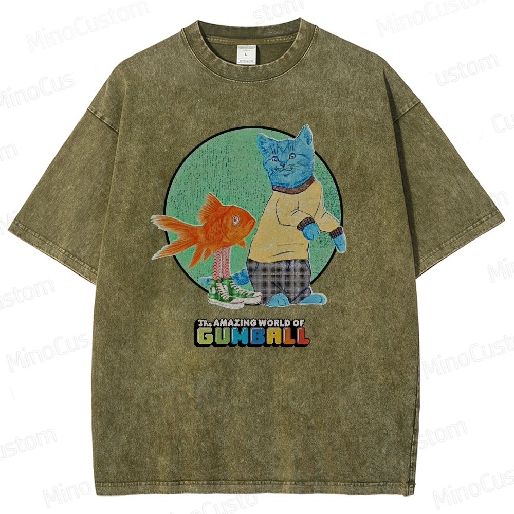The Amazing World of Gumball Retro Animated Series Graphic Washed Vintage T - Shirt