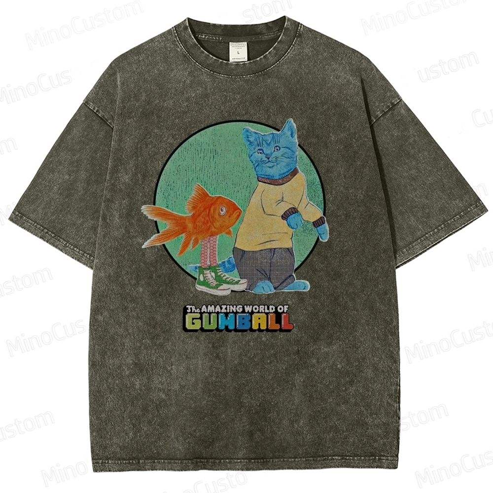 The Amazing World of Gumball Retro Animated Series Graphic Washed Vintage T - Shirt