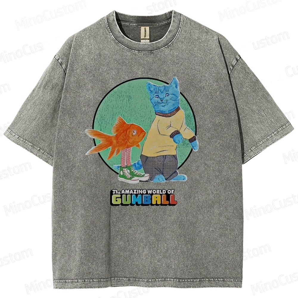 The Amazing World of Gumball Retro Animated Series Graphic Washed Vintage T - Shirt