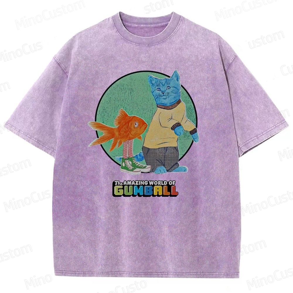 The Amazing World of Gumball Retro Animated Series Graphic Washed Vintage T - Shirt