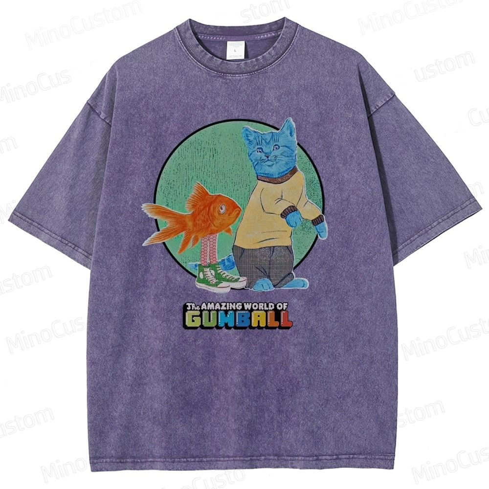 The Amazing World of Gumball Retro Animated Series Graphic Washed Vintage T - Shirt