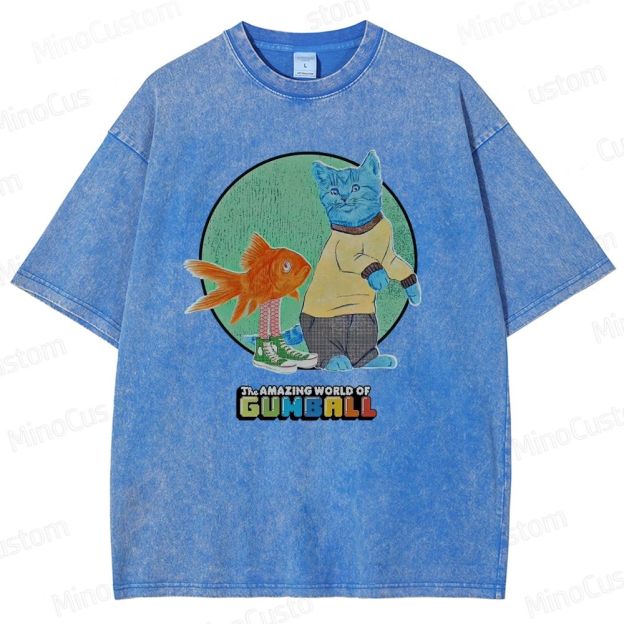 The Amazing World of Gumball Retro Animated Series Graphic Washed Vintage T - Shirt