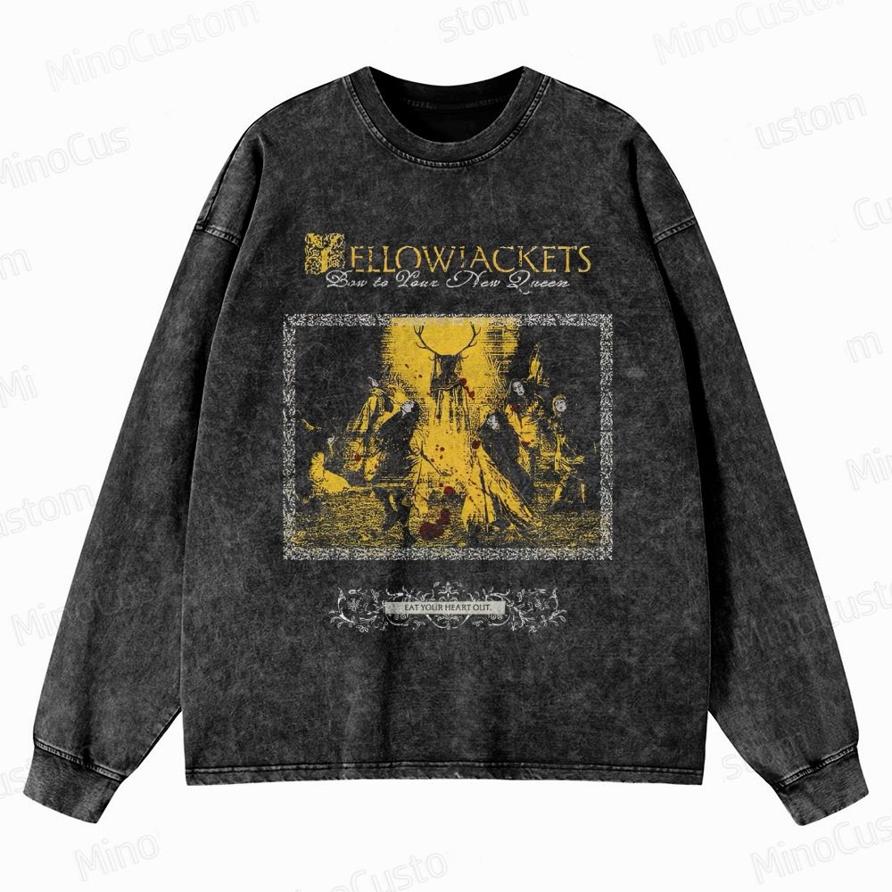 Yellowjackets Retro Survival Horror Graphic Washed Vintage Long-Sleeve Shirt